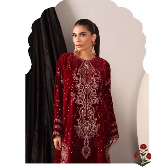 VANYA PAKISTANI DESIGNER AUTHENTIC VELVET 2 PIECE DRESS - Picture 2 of 6